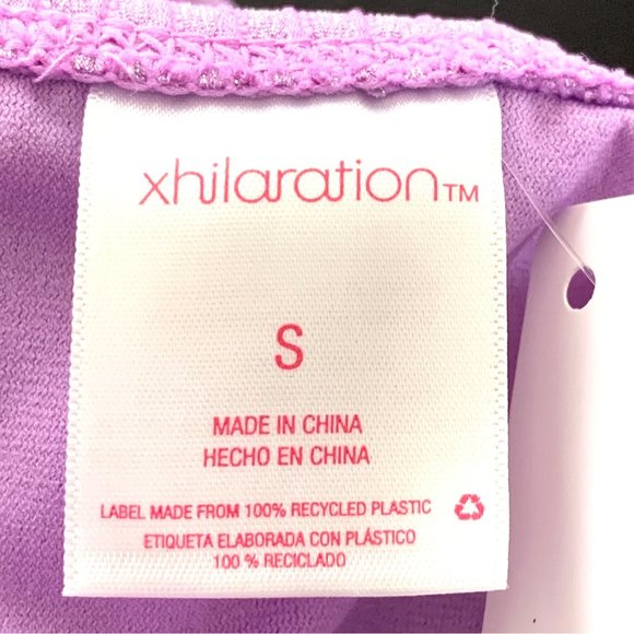 Xhilaration Juniors' Metallic Ribbed Cheeky String Bikini Bottom Purple XS S XL - Picture 6 of 10